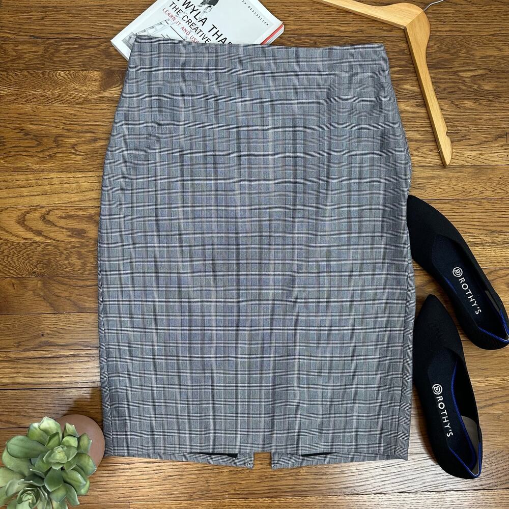 Express Gray & Black Plaid Straight Pencil Skirt